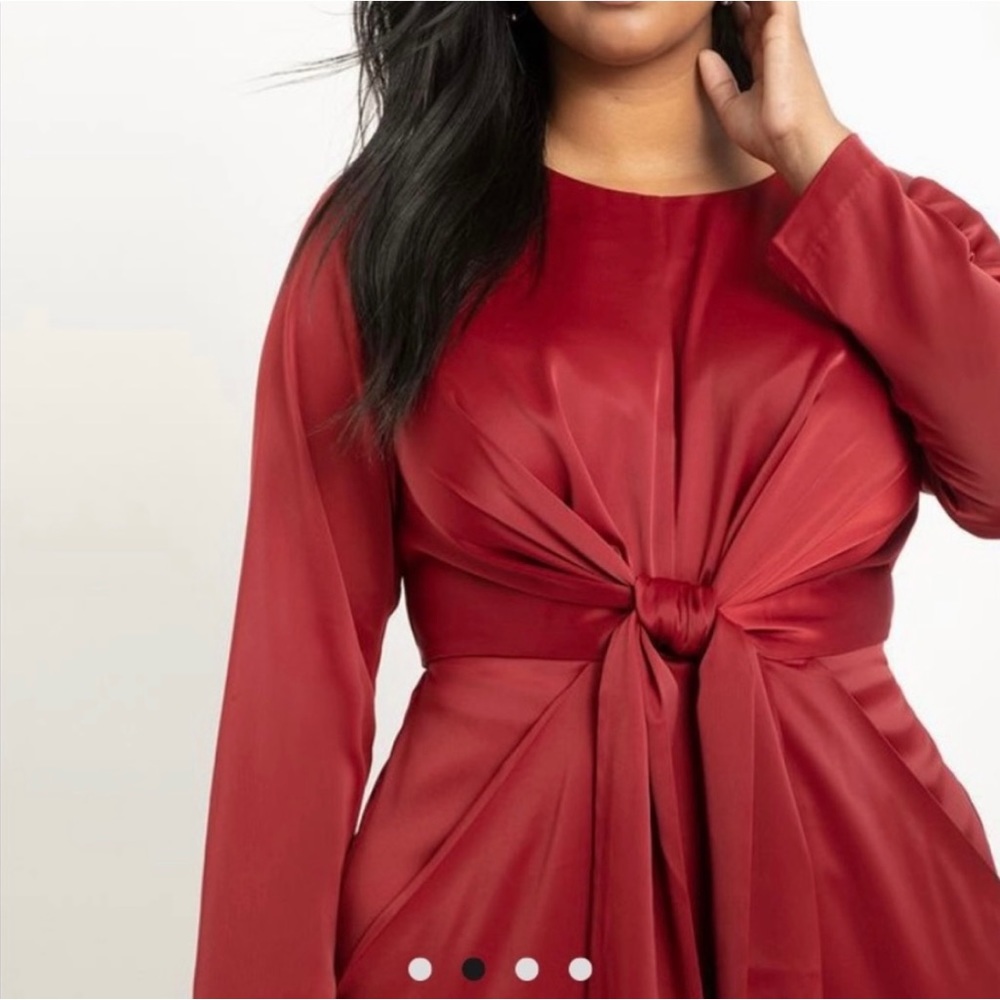 Wine colored satin ELOQUII dress - Picture 3 of 6